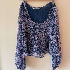 Abercrombie Long-Sleeve Sheer Ruffle Top